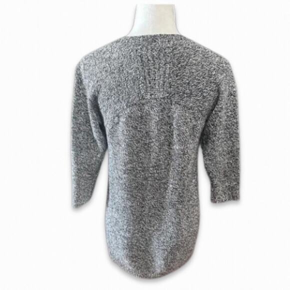 Lilla P Pullover Sweater 3/4 Sleeve V Neck Tight Knit Heathered Gray Women's XS - Picture 4 of 8